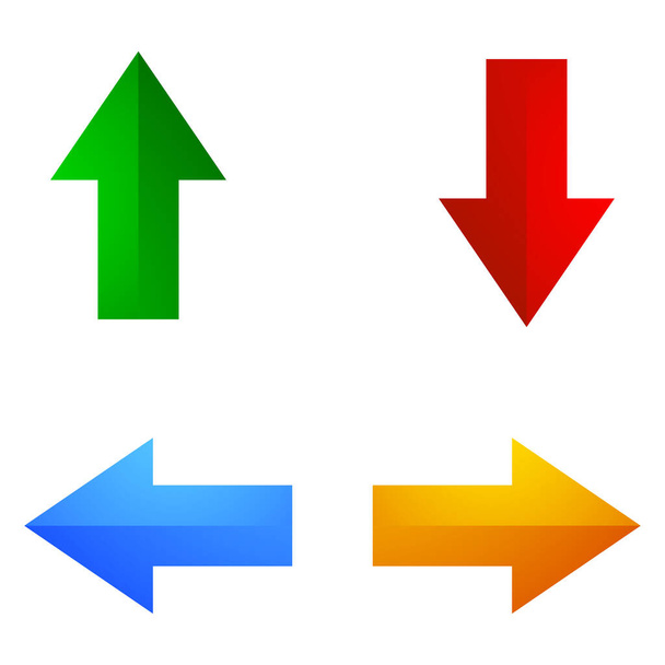 4-way arrows, pointers, cursors shapes - stock vector illustration, clip-art graphics - Wektor, obraz