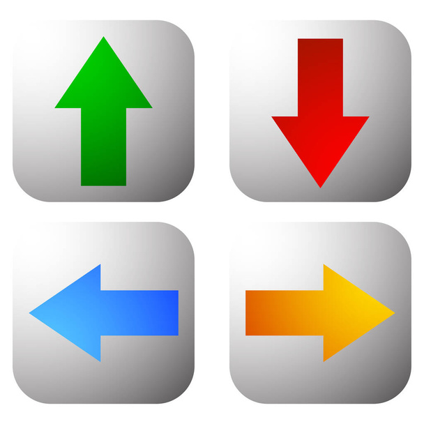4-way arrows, pointers, cursors shapes - stock vector illustration, clip-art graphics - Vector, imagen