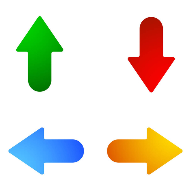 4-way arrows, pointers, cursors shapes - stock vector illustration, clip-art graphics - ベクター画像