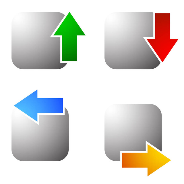 4-way arrows, pointers, cursors shapes - stock vector illustration, clip-art graphics - Vector, Imagen