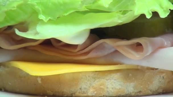 Ham and Cheese Sandwich, Lunch, Junk Food, Fast Food - Záběry, video