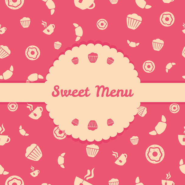 Menu design with sweets seamless pattern - Vector, Imagen