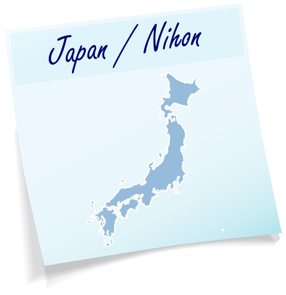 Mapa de Japón como nota adhesiva
 - Vector, Imagen