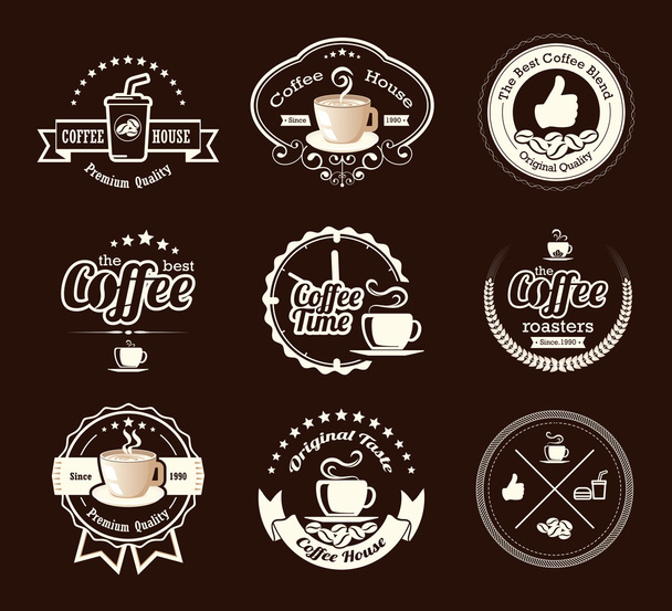Set of vintage coffee badges and labels - Vector, Image