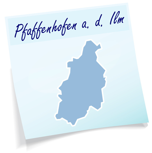 Карта Пфаффенхофена как липкая нота
 - Вектор,изображение