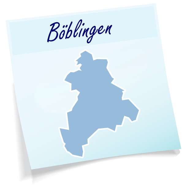 Mapa de Boeblingen como nota adhesiva
 - Vector, Imagen