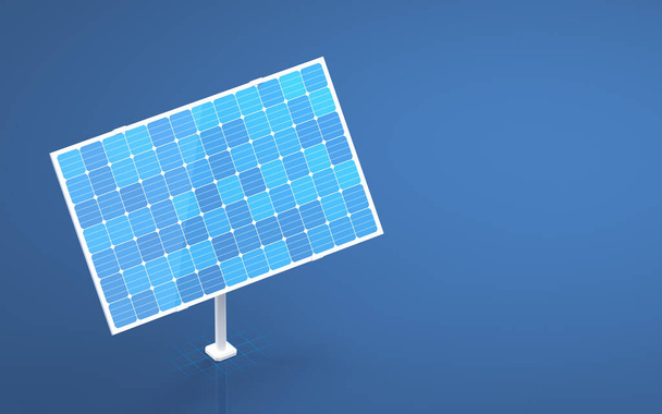 Ηλιακός πίνακας, ηλιακή ενέργεια, 3d rendering. Ψηφιακό σχέδιο υπολογιστή. - Φωτογραφία, εικόνα
