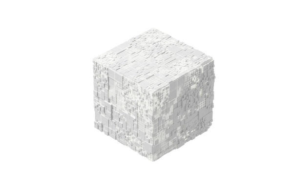 Кубики и материалы, схема структуры, 3D рендеринг. Цифровой рисунок. - Фото, изображение