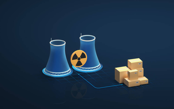 El concepto de energía nuclear, 3d rendering. Dibujo digital informático. - Foto, Imagen
