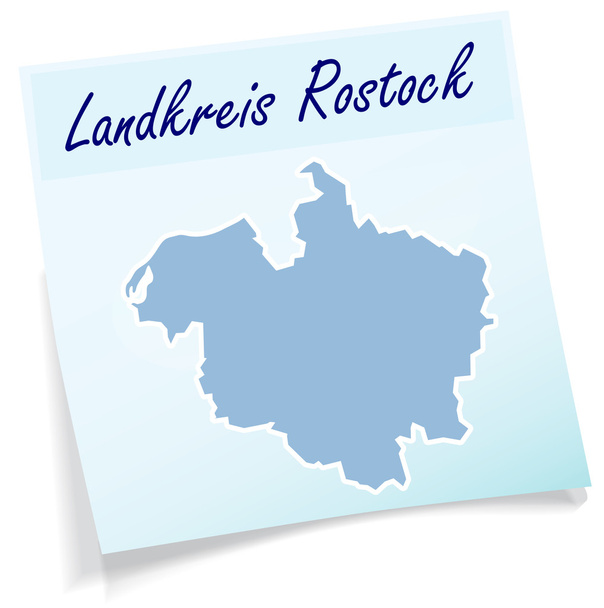 Mapa de Rostock como nota adhesiva
 - Vector, Imagen