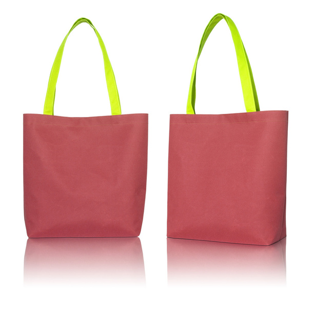 saco de tecido de compras vermelho no fundo branco
 - Foto, Imagem