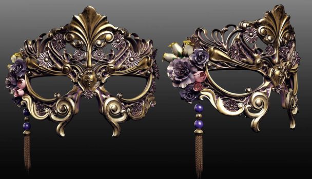 Máscara de fantasia, máscara rococó, máscara carnívora, baile de máscaras veneziano ou francês - Foto, Imagem