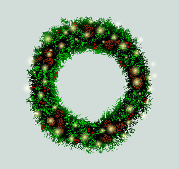 Vector illustration of christmas wreath - Вектор, зображення