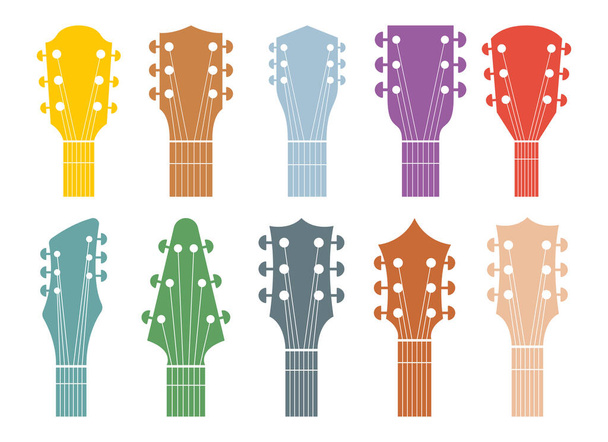 Gitarrenkopf-Vektordesign-Illustration isoliert auf weißem Hintergrund - Vektor, Bild