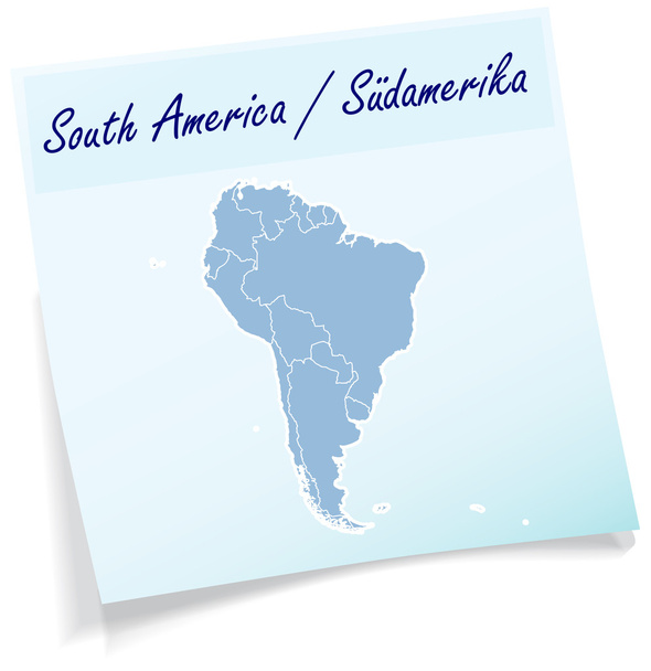 Mapa de América del Sur como nota adhesiva
 - Vector, imagen