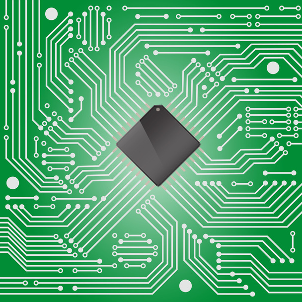 Carte de circuit électronique de haute technologie sur fond vert
 - Vecteur, image