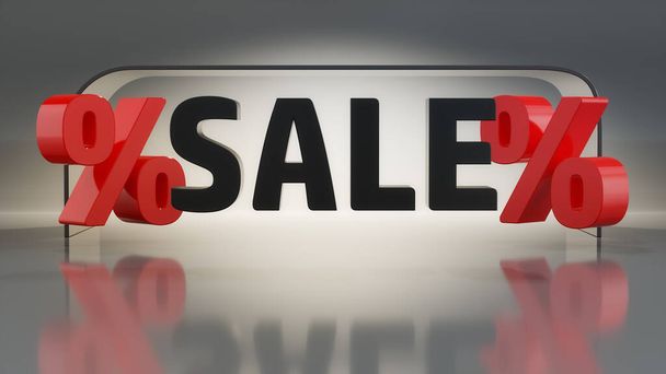 Sale letters with percentage signs in red. 3D illustration - Zdjęcie, obraz