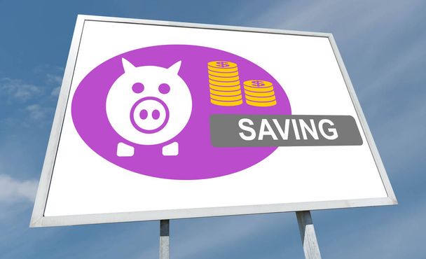 Saving concept drawn on a billboard - Photo, Image