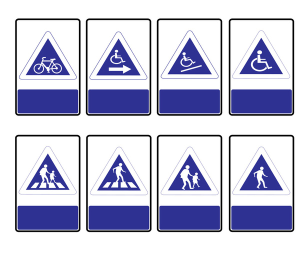 Señales de carretera azul triángulo
 - Vector, Imagen