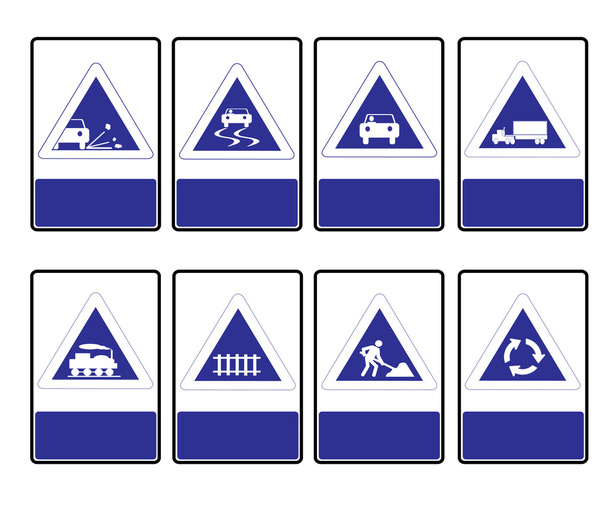 青い三角形の道路標識 - ベクター画像