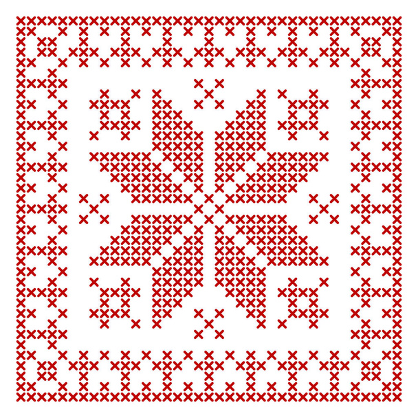 Tricot scandinave. Design biscornu traditionnel - ornement géométrique pour la broderie. Parfait pour la bordure de point de croix de Noël, conception de cadre. Illustration vectorielle - Vecteur, image