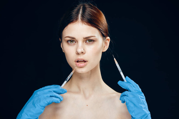 woman with bare shoulders injection collagen botox injection - Φωτογραφία, εικόνα