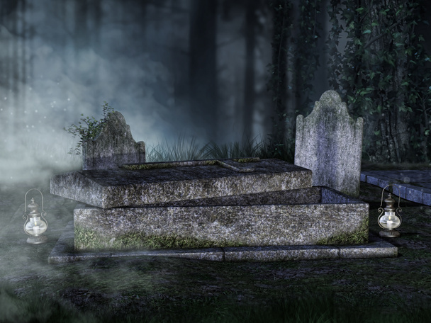 Открытая гробница на кладбище
 - Фото, изображение