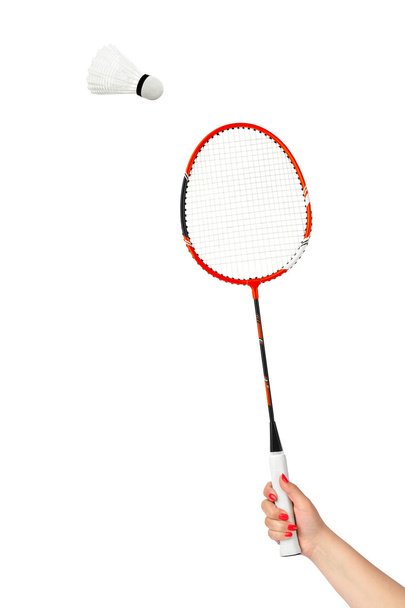 Hand with badminton racket - Fotoğraf, Görsel