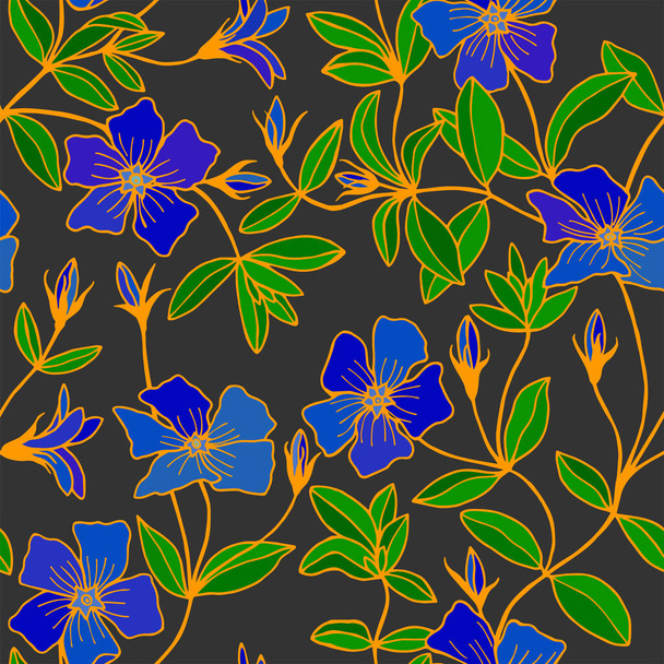 seamless pattern with flowers, vector illustration - Vector, Image