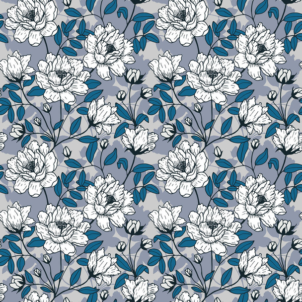 seamless pattern with flowers. vector illustration - Vektör, Görsel