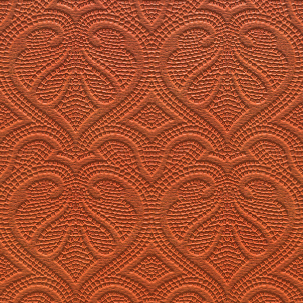 Ψηφιδωτή αποτύπωση του χοιρινού δέρματος. Πορτοκαλί δερμάτινο φόντο με ανάγλυφο μοτίβο. Ρεαλιστική υφή από κοντά. 3D απόδοση - Φωτογραφία, εικόνα