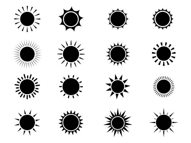 Güneş ikonu koleksiyonu. Web tasarımı için vektör logosu. Güneş Vektörü illüstrasyonu - Vektör, Görsel
