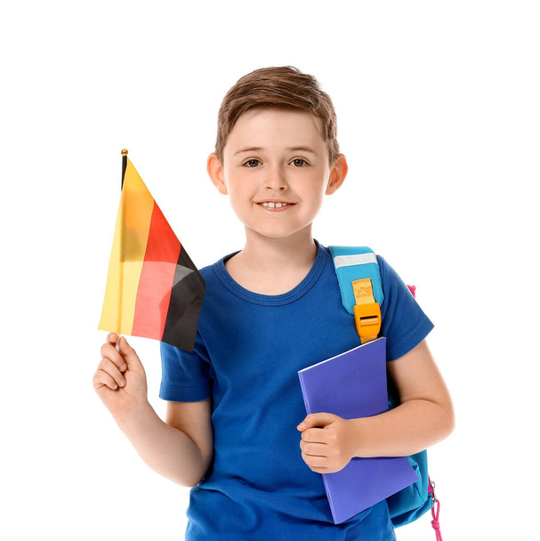 Pupil of language school with German flag on white background - Photo, Image