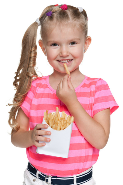holčička s hranolky - Fotografie, Obrázek