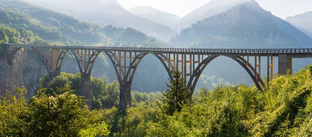 Il ponte di Tara è un ponte ad arco in cemento armato sul fiume Tara nel nord del Montenegro. - Foto, immagini
