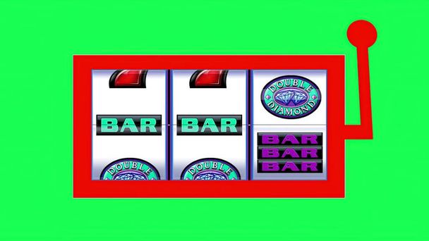 3d illustratie - Slot machine winnen op groen scherm - Foto, afbeelding