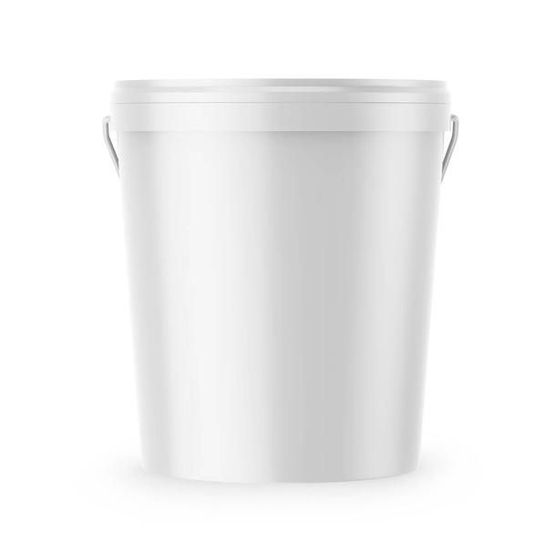 Bucket Mockup 3D Renderelés csomagolás, fehér háttér - Fotó, kép