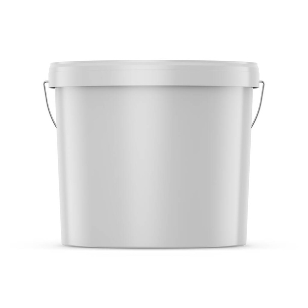 Bucket Mockup 3D vykreslování balení, bílé pozadí - Fotografie, Obrázek