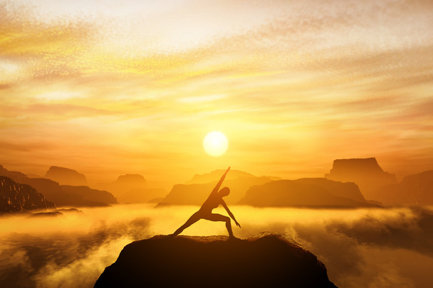 Mujer en posición de yoga de ángulo lateral
 - Foto, Imagen