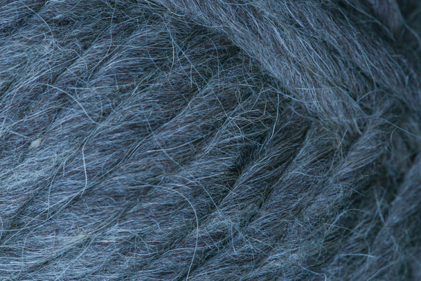 Blue wool thread ball, close up - Fotografie, Obrázek