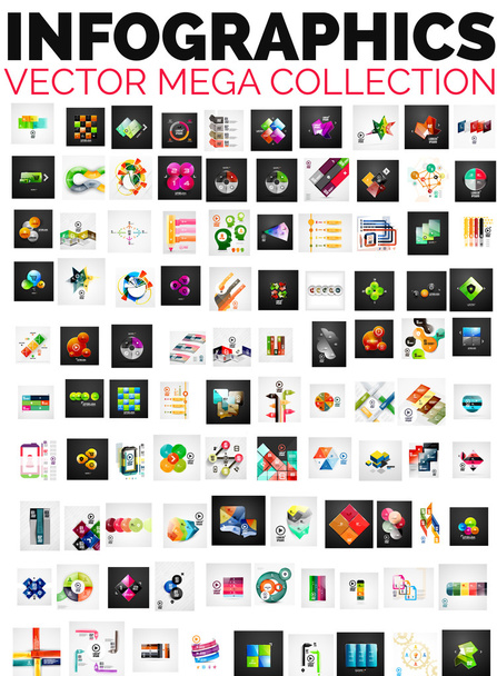 Mega collection of 100 infographic layouts - Vector, Image