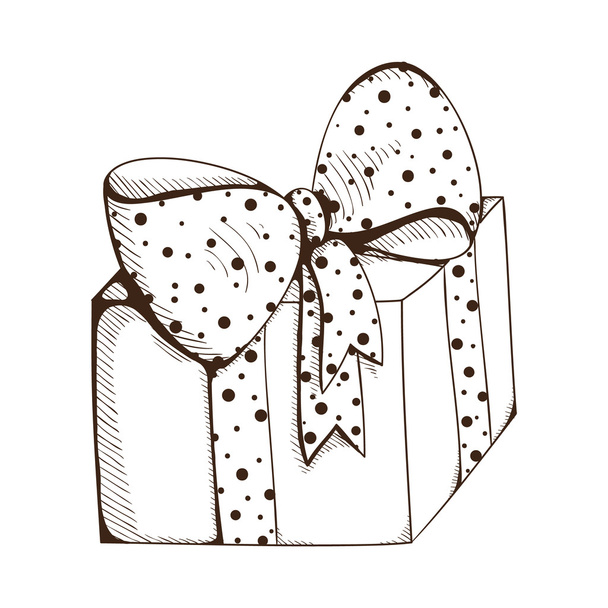 Present box with decorative bow. - Vector, Image