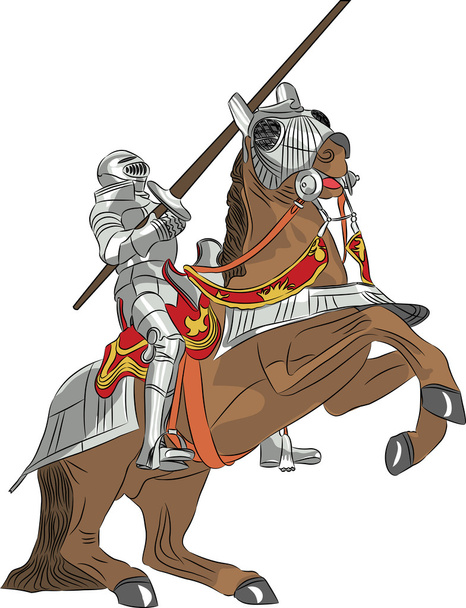 Zırh at sırtında vektör Ortaçağ Şövalyesi - Vektör, Görsel