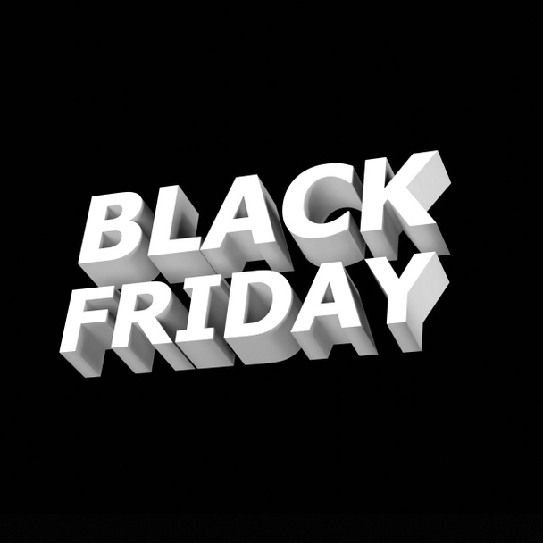 Black Friday Text in 3D-Darstellung auf schwarzem Hintergrund - Foto, Bild