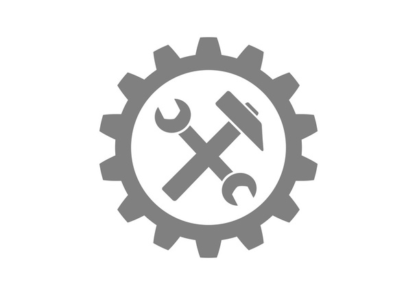 Icono industrial gris sobre fondo blanco
   - Vector, Imagen