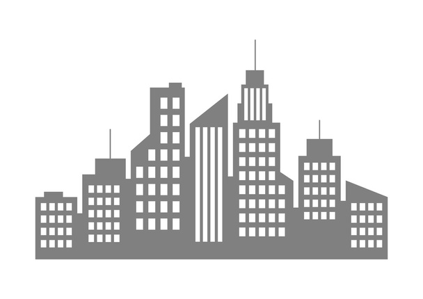 grijs stad icoon op witte achtergrond - Vector, afbeelding