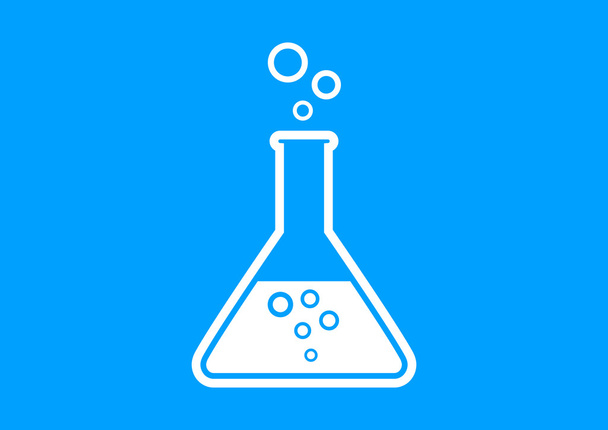 weißes Laborglas auf blauem Hintergrund    - Vektor, Bild