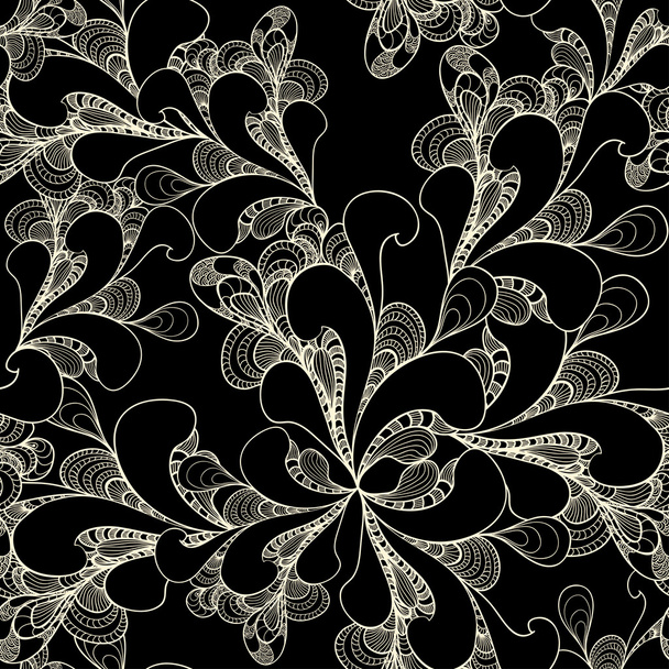 Patrón sin costura de garabato abstracto en negro
 - Vector, Imagen