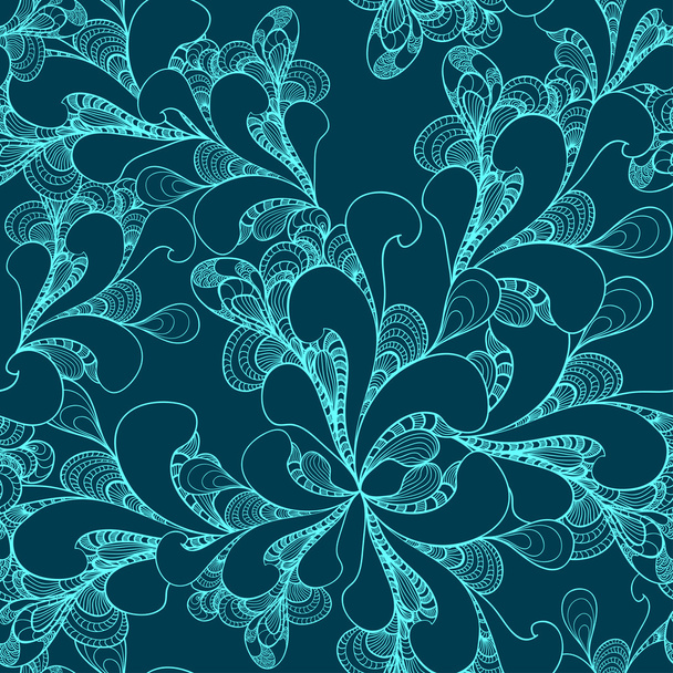 Abstract doodle seamless pattern on dark blue - Vetor, Imagem