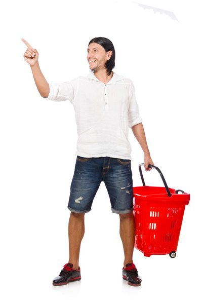 Carrinho de compras com cesta de supermercado
 - Foto, Imagem